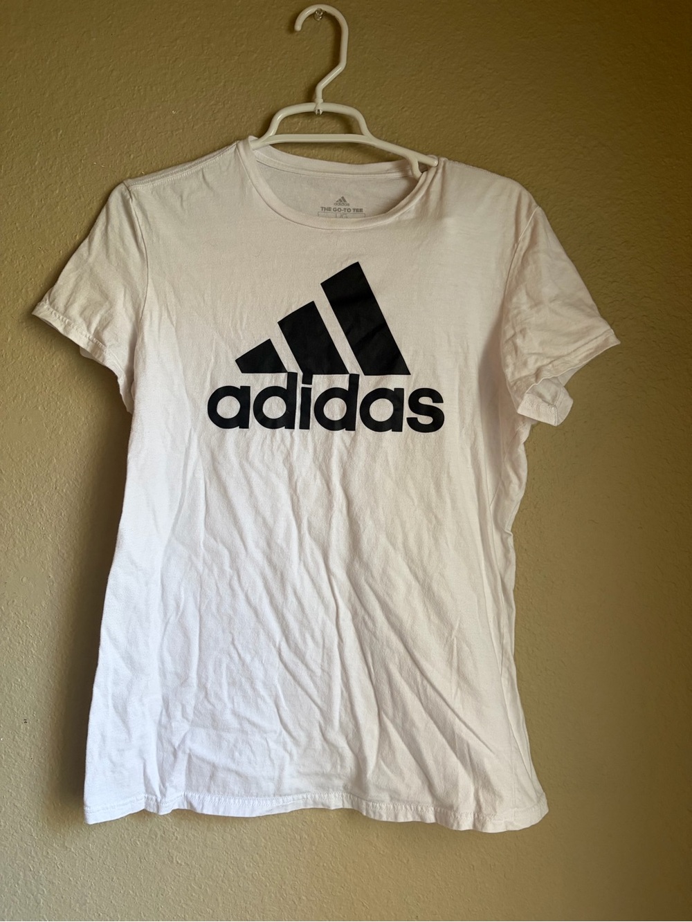 adidas White Tee with Black Logo
